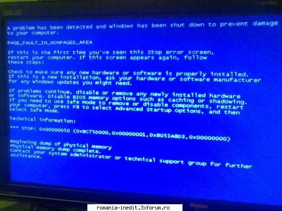 blue screen scuzati inviu topic vechi, tinut minte unu despre bluescreen deschis, zis fac altu. iara