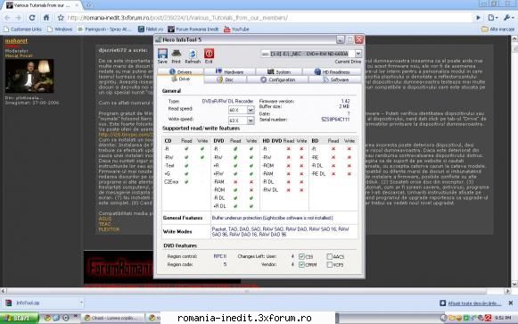 upgradare firmware inscriptor dupa acest imi upgradez pana mi-a testat nero info tool nici stiam fel