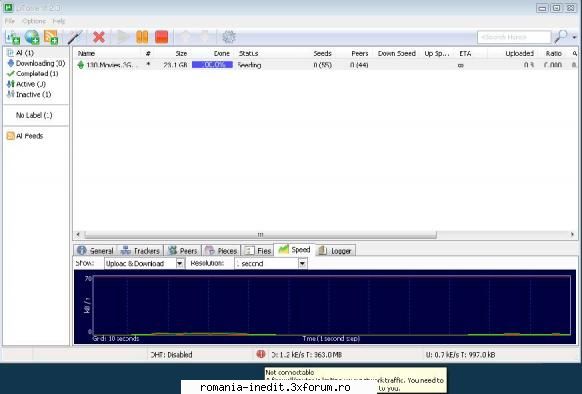 problema port clicknet modem mt882 cand deschid utorrentul bara jos imi apare semnul (!) rosu! cand