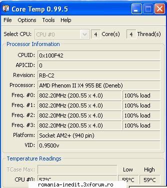 procesor procesor amd phenom 955 cred are prea mare.in prime95 sta 58-59 grade. normal? mie imi pare