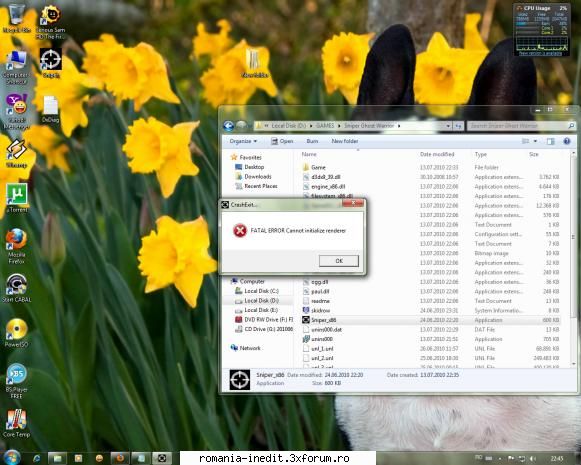 sniper ghost warrior fatal error instalat sniper ghost warrior, cel uploadat maharet maharet scris: