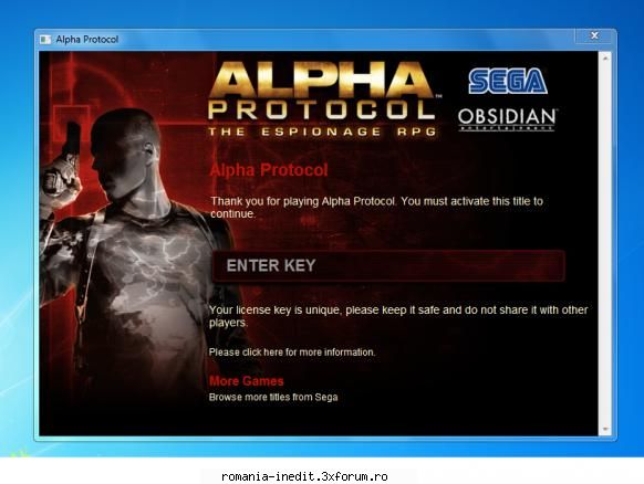 alpha protocol (2010) instalat, copiat crack'ul dar tot reusesc intru joc: