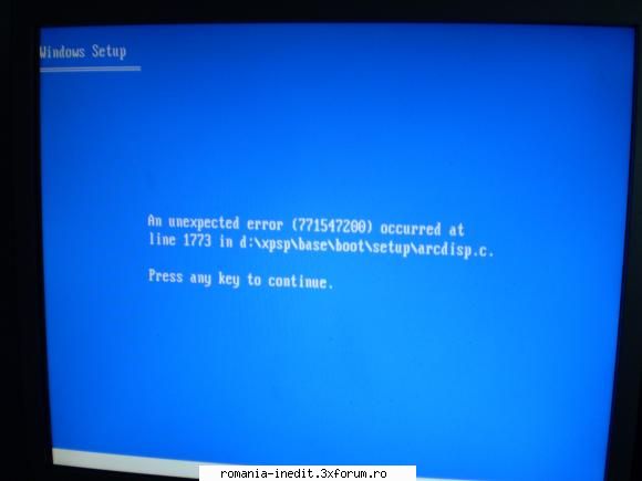windows sp3 mai multe ori incercat reinstalez windowsul primesc eroare.