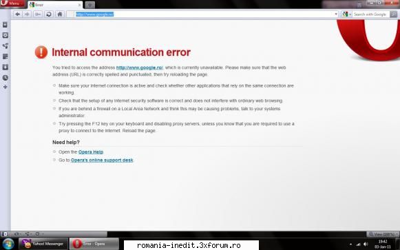 eroare conexiune opera sistem operare curand opera s-a updatat opera 11...dar mai incarca paginile