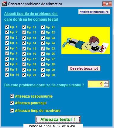 generpro program generare teste aritmetica clasele iv-vi aplicatia soft destinat elevilor din clasa