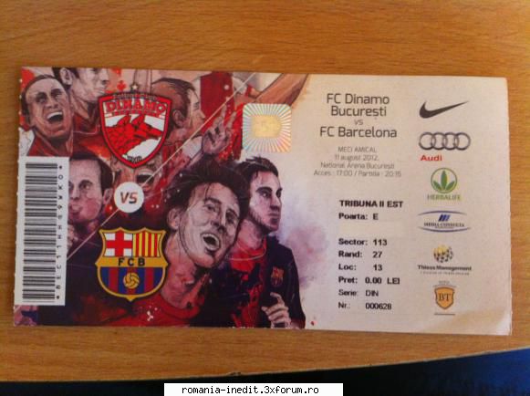 invitatii eciul dinamo- barcelona sunt tribuna 2..inel 1pret 120 leipentru mai multe detalii