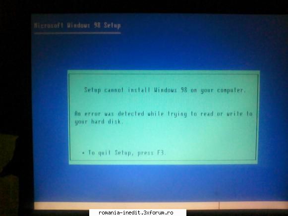 ajutor instalare windows98 lasat mearga hdd imi apar toate sectoarele defecte fara mai incercat bag