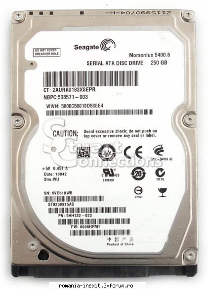[vand]hard disk seagate -250gb, 2.5 inch vand hard disk 250gb inch dintr-un laptop asus.a fost