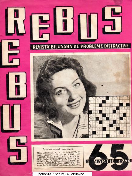 [b] revista rebus rebus 65/1960 (pdf). numarul este incomplet (lipsesc cateva pagini), iar unele