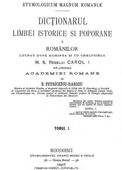 [t] limba dictionare [1887] magnum romaniae vol.1 (bogdan petriceicu ...