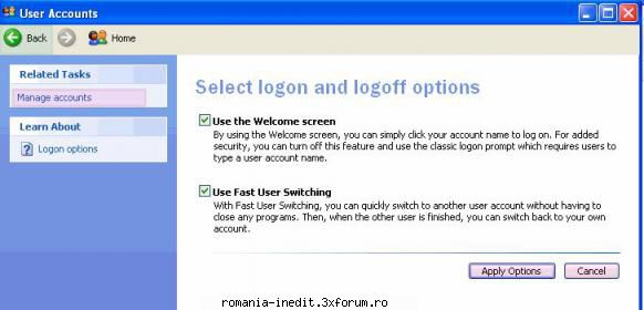 log into..... cred rezolvarea asta: control panel-user the way users log off bifezi cele doua casute
