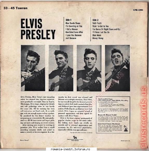 discuri vinil muzica raritati elvis presley elvis presley rca victor lpm-1254 (1956)