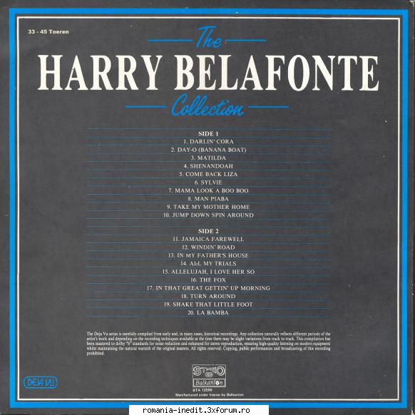 discuri vinil muzica raritati harry belafonte the golden greats balkanton bta-12596 (1984)