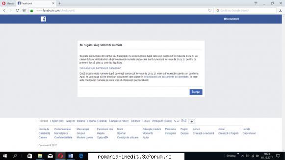 recent, mi-a fost raportata o pagina de facebook. mesajul de la ei este: te rugăm schimbi