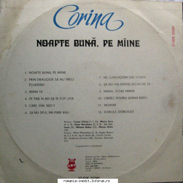 corina chiriac noapte buna, maine tracklist