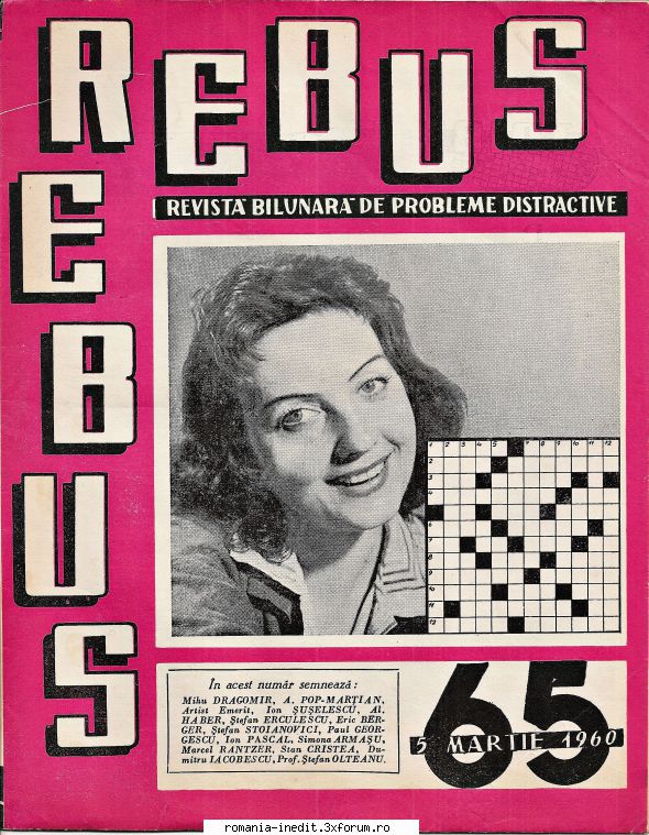 [b] revista rebus rebus 65-1960 (jpg, zip), 300 dpi, scan include jpg pentru pagina dubla din