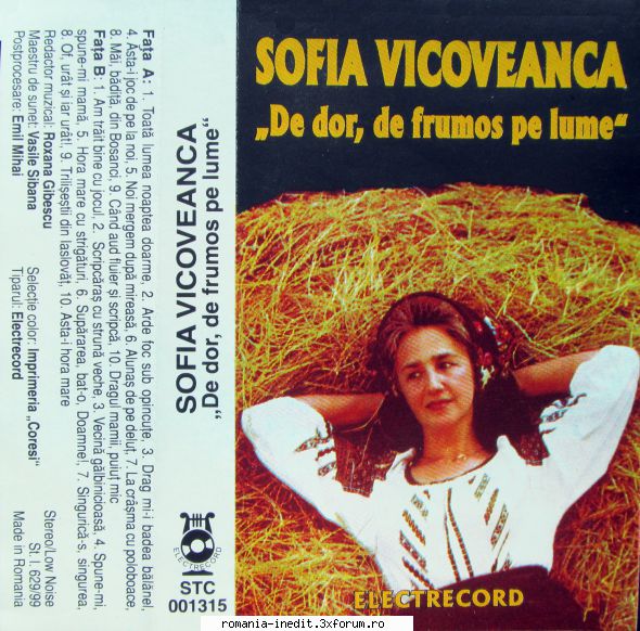 casete stc1315 sofia vicoveanca dor, frumos lume