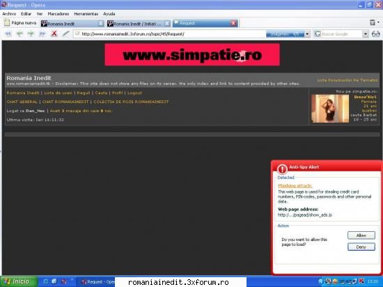 atentzia cate ori intru forumul asta i-mi apare asta this web page used for stealing credit card