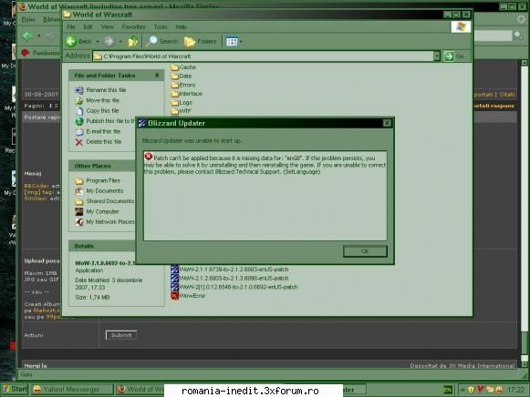 world warcraft (including free server) problema jocu burning crusade instalat full cand vreau pun