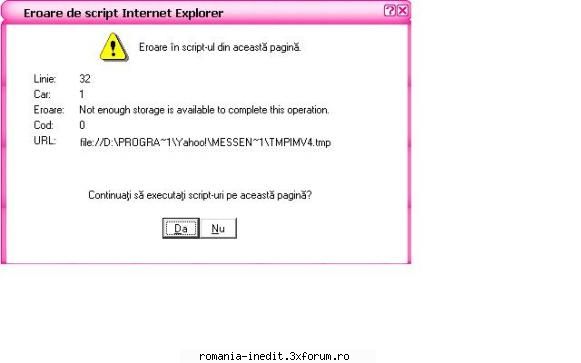 eroare yahoo messenger eroarea asta apare cand vrei tastezi mesaj. stie cineva cum poate rezolvata?