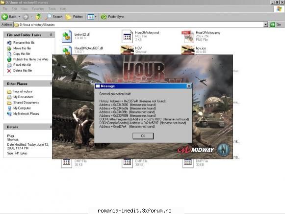 eroare hour victory instalat jocul, totul mers bine pana mi-a dat aceasta eroare.