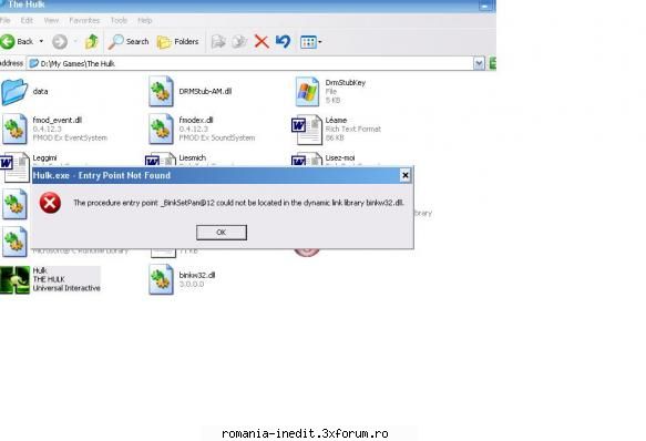 the incredible link imi eroare... luat dll- ala ... stiu daca l-am copiat unde trebuie... alt crack?