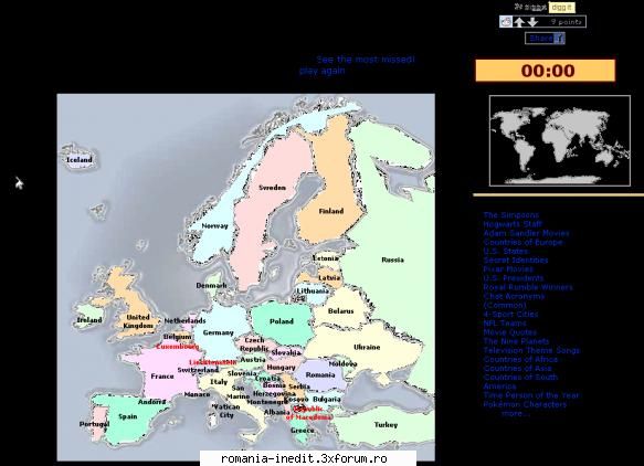 cum stati geografia europei? greu greu. 44/47.. restu nici acu' stiu care sunt