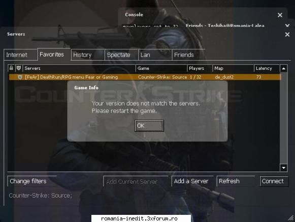 pot joc counter strike source online imi apar eroarea asta.... fac???