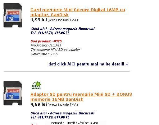 cel mai mic card memorie piatza uitativa decat doua dar altele dar doar astea mb: SPAMER - 1 Avertisment