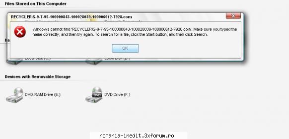 windows cannot find recycler imi eroarea asta pot intra nici partitie; s-ar putea fie virus care