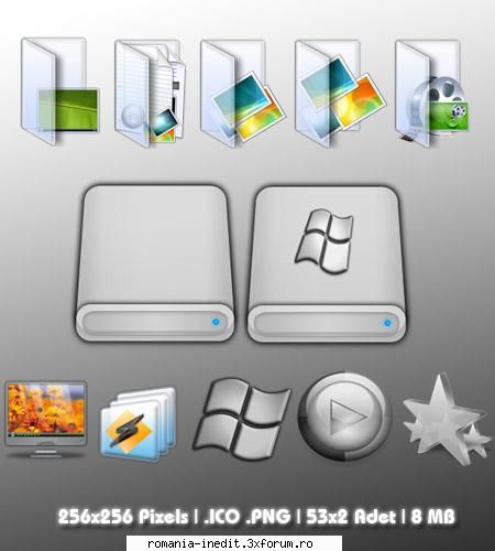 256x256 pixels | .png .ico | 53x2 files | 8   vista glasses icon pack