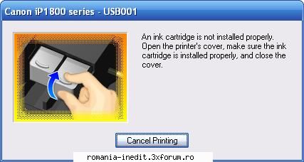 eroare canon 1800 imprimanta mergea normal, cand deodata apare mesajul mai cartusele sant aproape
