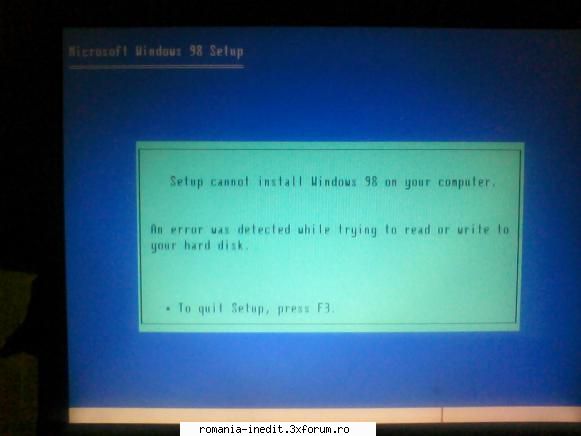 Ajutor instalare windows98 - am lasat sa mearga regenerator hdd si imi apar - Tech Support