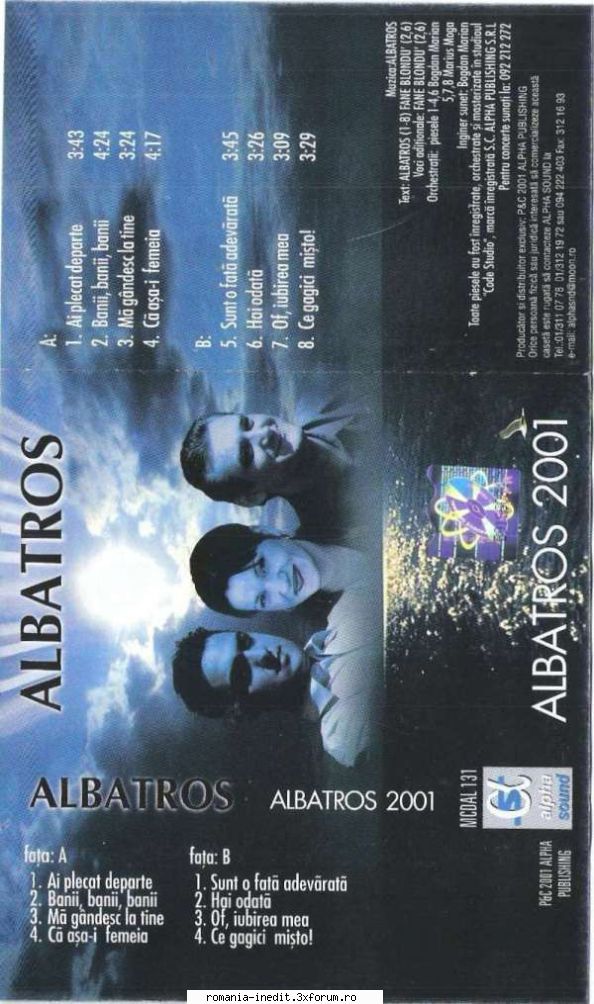 Albatros (discografie) - 2001 - Albatros - Albatros . Ai plecat - Albume MP3 romanesti - Romanian MP3 albums