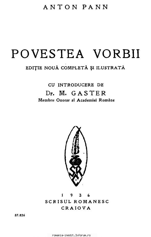 [B] Anton Pann - ANTON PANN Povestea vorbei editia 1926 - Carti in limba romana