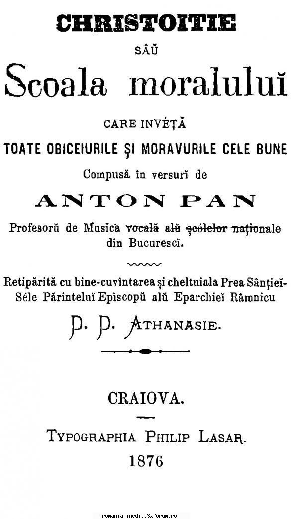 [B] Anton Pann - ANTON PANN Scoala Moralului editie 1876 - Carti in limba romana