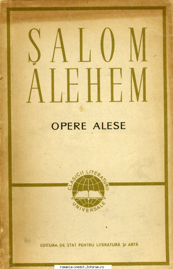[B] Biblioteca de umor - Şalom Alehem - Opere alese Editura de Stat - Carti in limba romana
