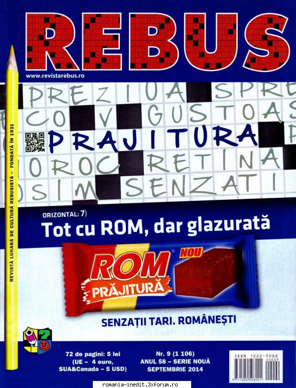 [B] Revista REBUS - Revista REBUS nr. 9(1106) din sep 2014 (format - Carti in limba romana