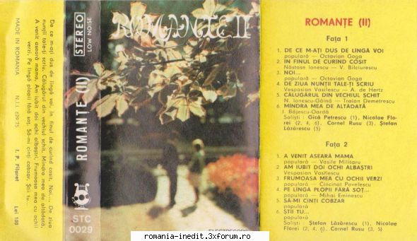 Casete Electrecord - STC0029 - Romante 2 Gica Petrescu - De ce - Albume MP3 romanesti - Romanian MP3 albums