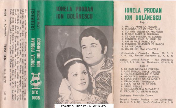 Casete Electrecord - STC0035 - Ionela Prodan si Ion Dolanescu - Albume MP3 romanesti - Romanian MP3 albums