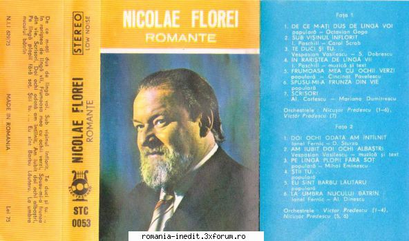 Casete Electrecord - STC0053 - Nicolae Florei - Romante De ce - Albume MP3 romanesti - Romanian MP3 albums