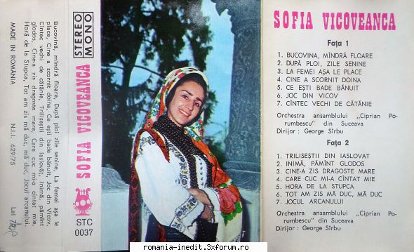 Casete Electrecord - STC0037 - Sofia Vicoveanca Download: Mirror - Albume MP3 romanesti - Romanian MP3 albums