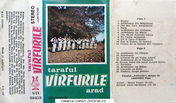 Casete Electrecord - Taraful Varfurile - Arad STC 00459 A1.Rupta - Albume MP3 romanesti - Romanian MP3 albums