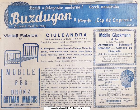 Ciuleandra / Verklungene Traume (1930) - Reclama pentru film - Filme rom�nesti - Romanian Movies