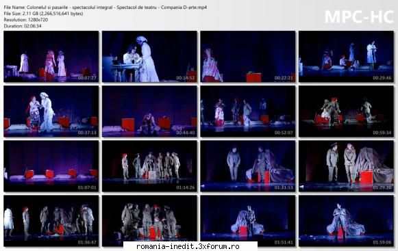 Colonelul si pasarile(Compania D'Arte) - Distribuţia spectacolului - Teatru rom�nesc - Romanian Theater