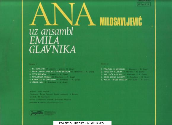 Discuri vinil cu muzica internationala - Raritati - Ana Milosavljević - Pevaj - International MP3 albums