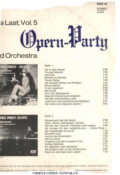 Discuri vinil cu muzica internationala - Raritati - BILLY HOWARD ORCH - Tanzparty - International MP3 albums