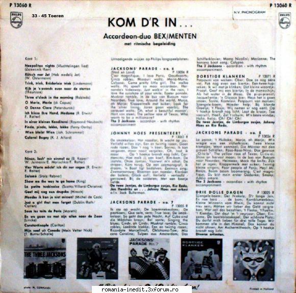 Discuri vinil cu muzica internationala - Raritati - Duo Bex-Menten - Kom D'r In - International MP3 albums