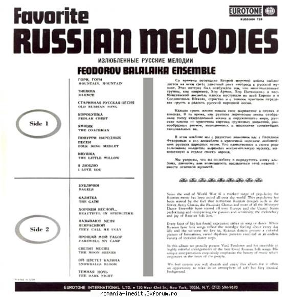 Discuri vinil cu muzica internationala - Raritati - Feodorov balalaika ensemble - International MP3 albums