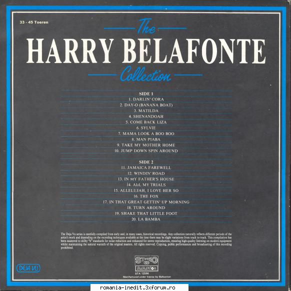 Discuri vinil cu muzica internationala - Raritati - Harry Belafonte - The - International MP3 albums